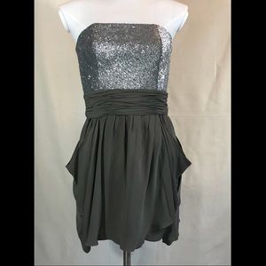 Alice & Olivia Sequin Silk Skirt Dress Taupe 2